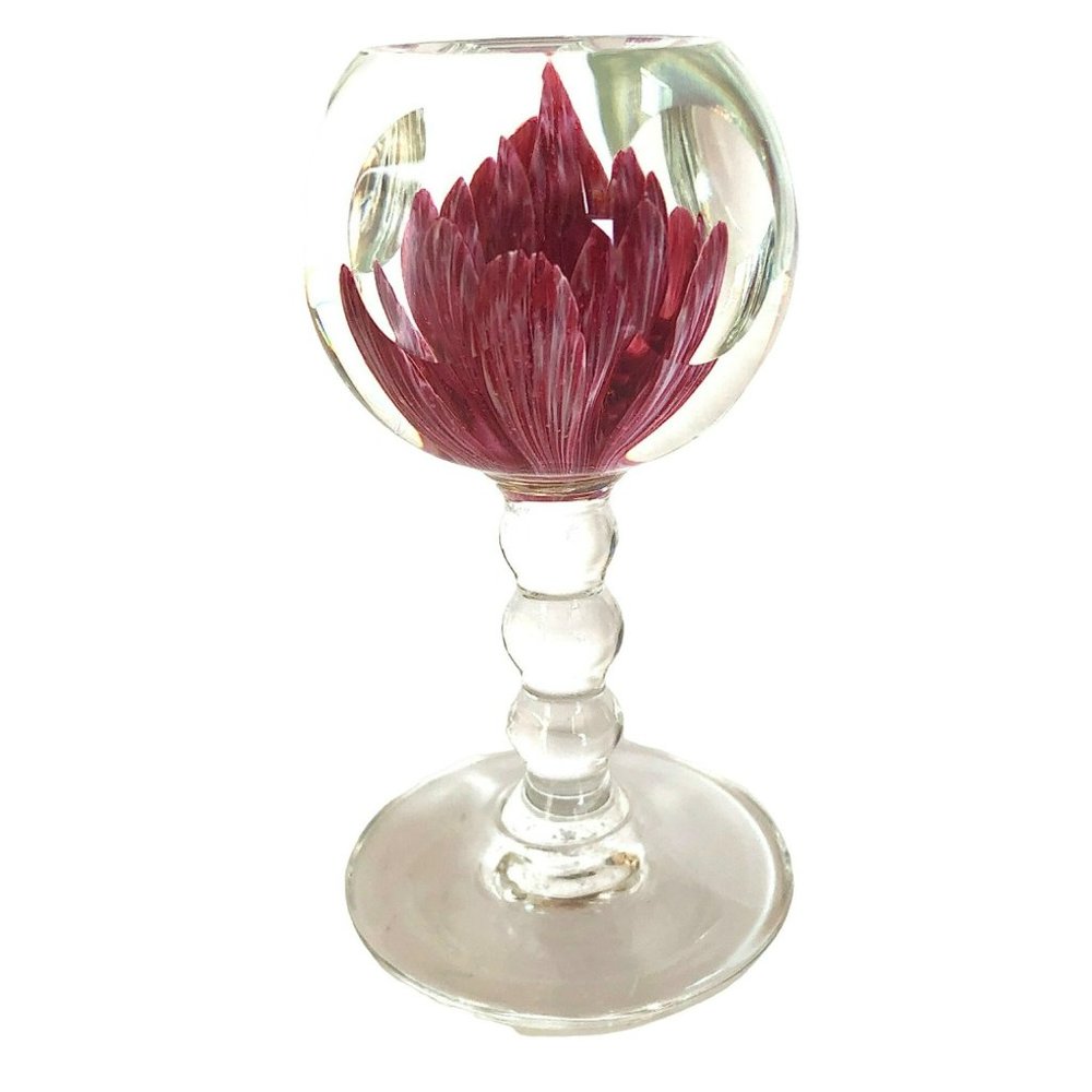 Perthshire Rare Footed Pink Floral Pedestal Rose Paperweight